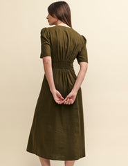 Khaki Green Alexa Midi Dress