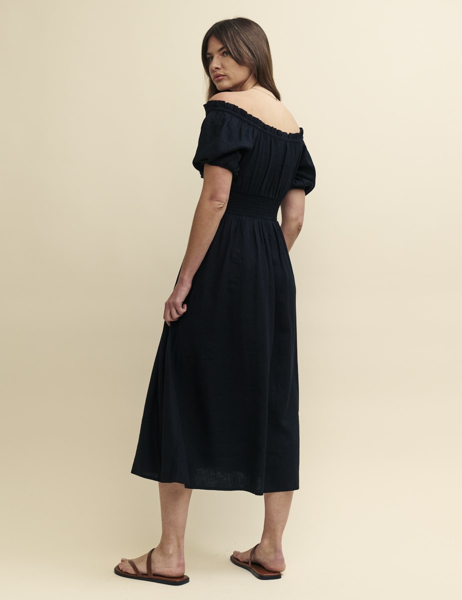 Black Bardot Genevieve Midi Dress