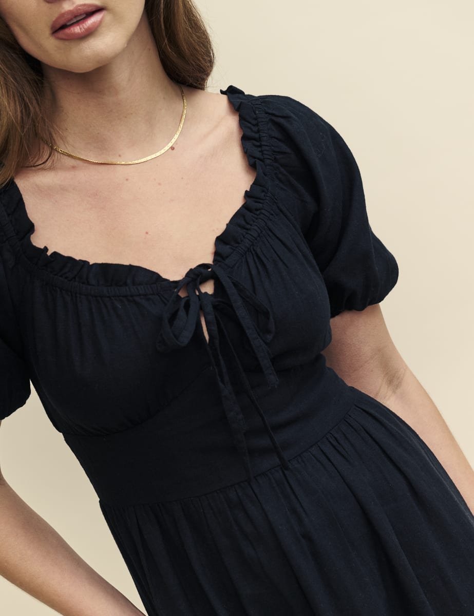 Black Bardot Genevieve Midi Dress