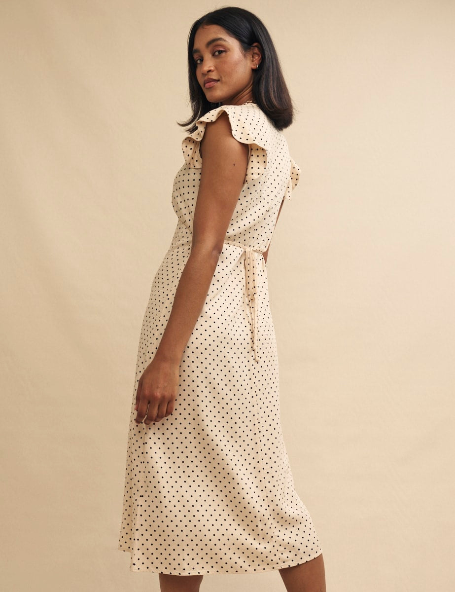 Cream Polkadot Lily Midi Dress