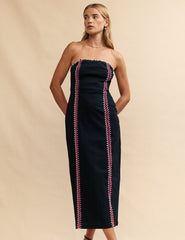 Black Bandeau Crochet Midi Dress