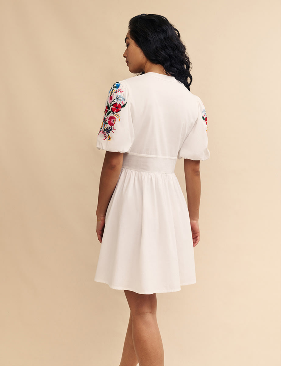 White Embroidered Starlight Mini Dress