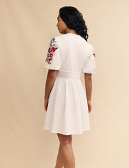 White Embroidered Starlight Mini Dress