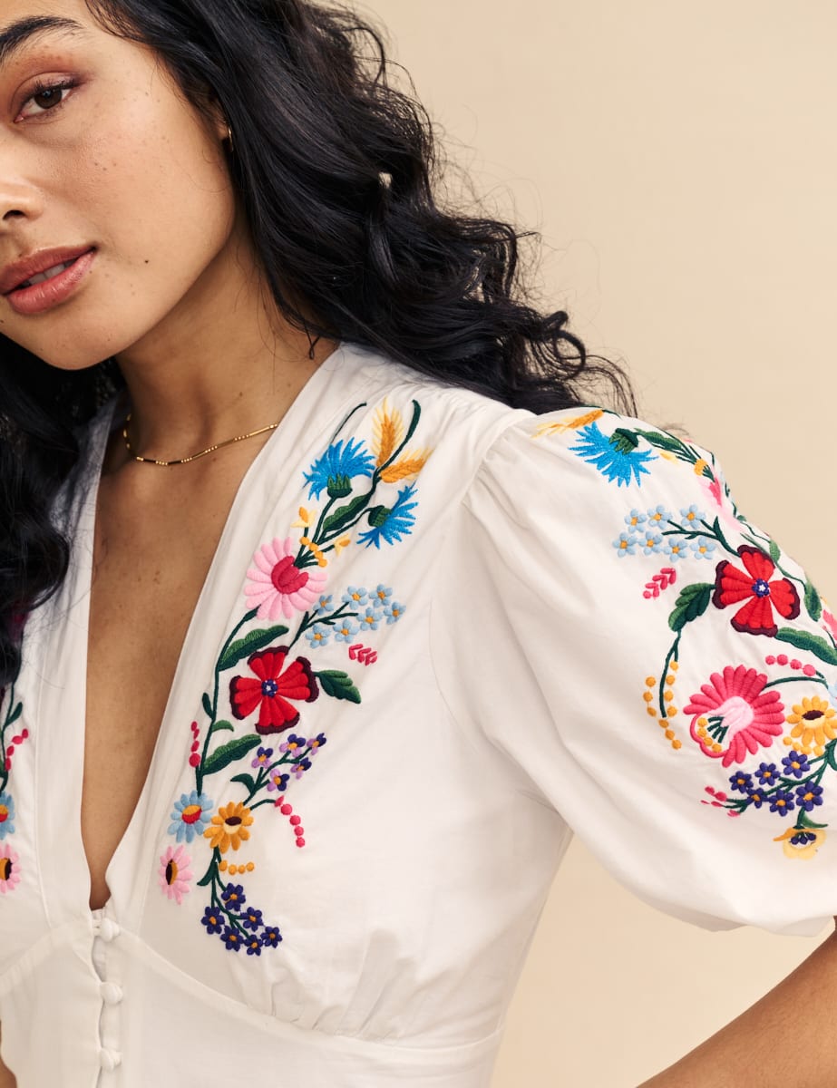 White Embroidered Starlight Mini Dress