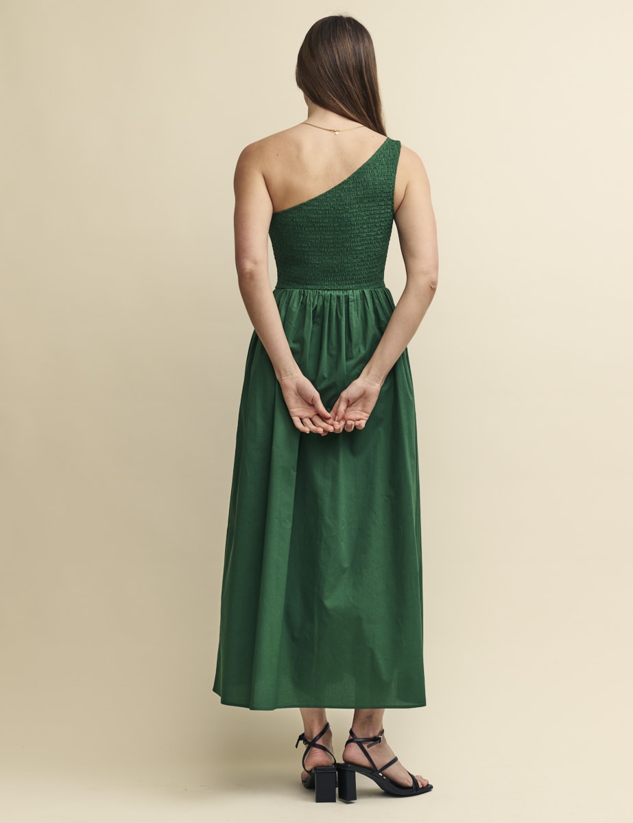 Forest Green One Shoulder Georgia Midi Dress