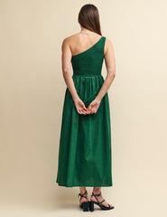 Forest Green One Shoulder Georgia Midi Dress