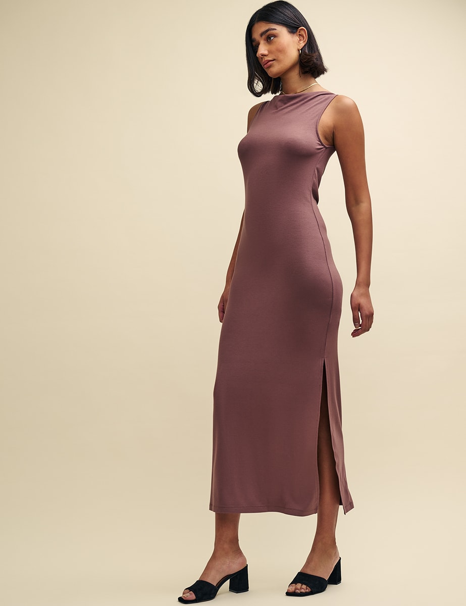 Dusky Pink Cowl Neck Camille Maxi Dress