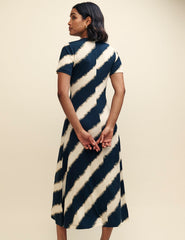 Black and White Stripe Denver Jersey Midi Dress