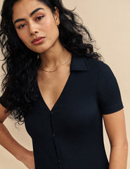 Black Reed Jersey Mini Dress