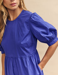 Blue Tiered Smock Rochelle Midi Dress