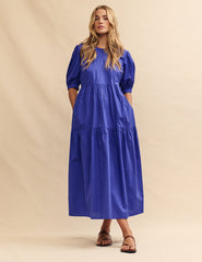 Blue Tiered Smock Rochelle Midi Dress