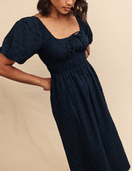 Black Broderie Anglaise Evelyn Midi Dress