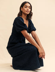 Black Broderie Anglaise Evelyn Midi Dress