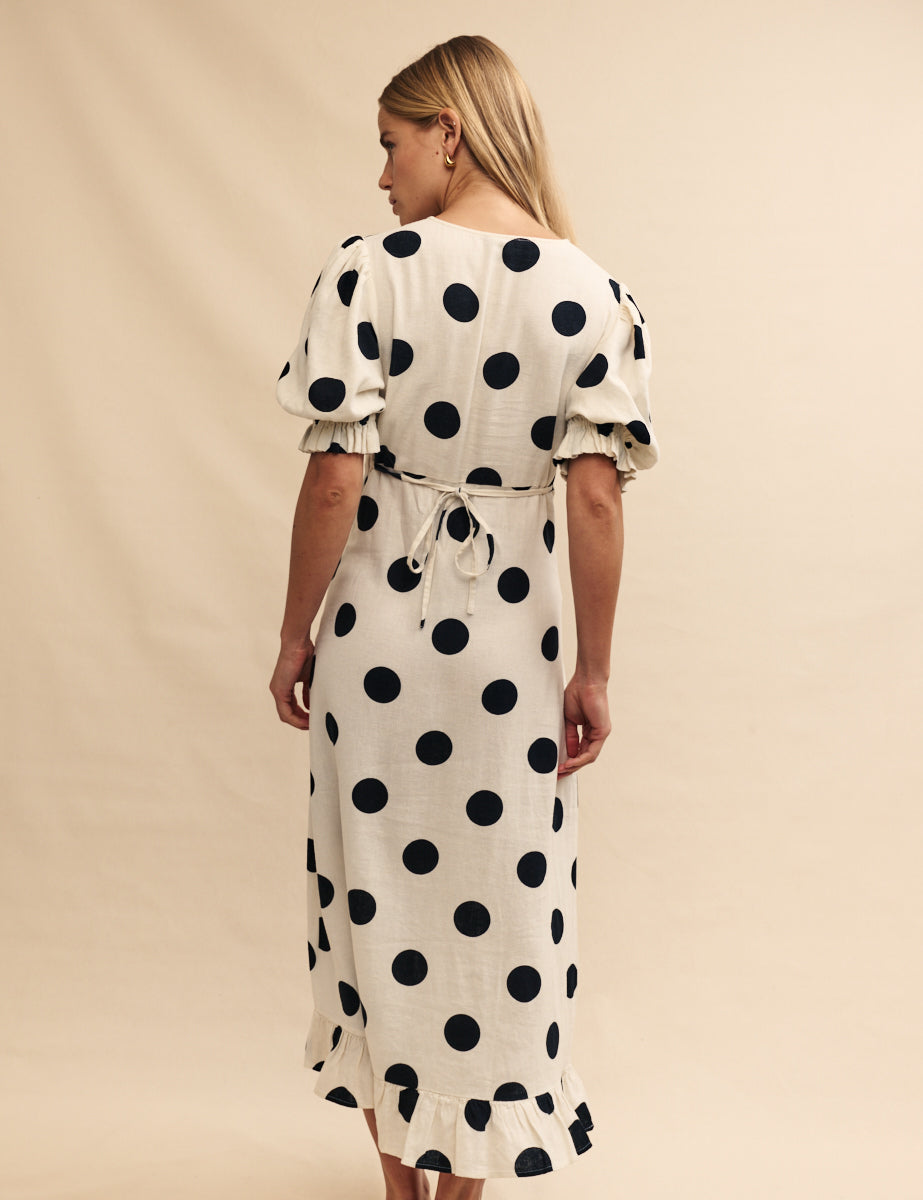 Fearne Cotton White Polka Dot Delilah Midi Dress