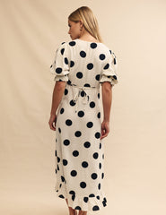 Fearne Cotton White Polka Dot Delilah Midi Dress
