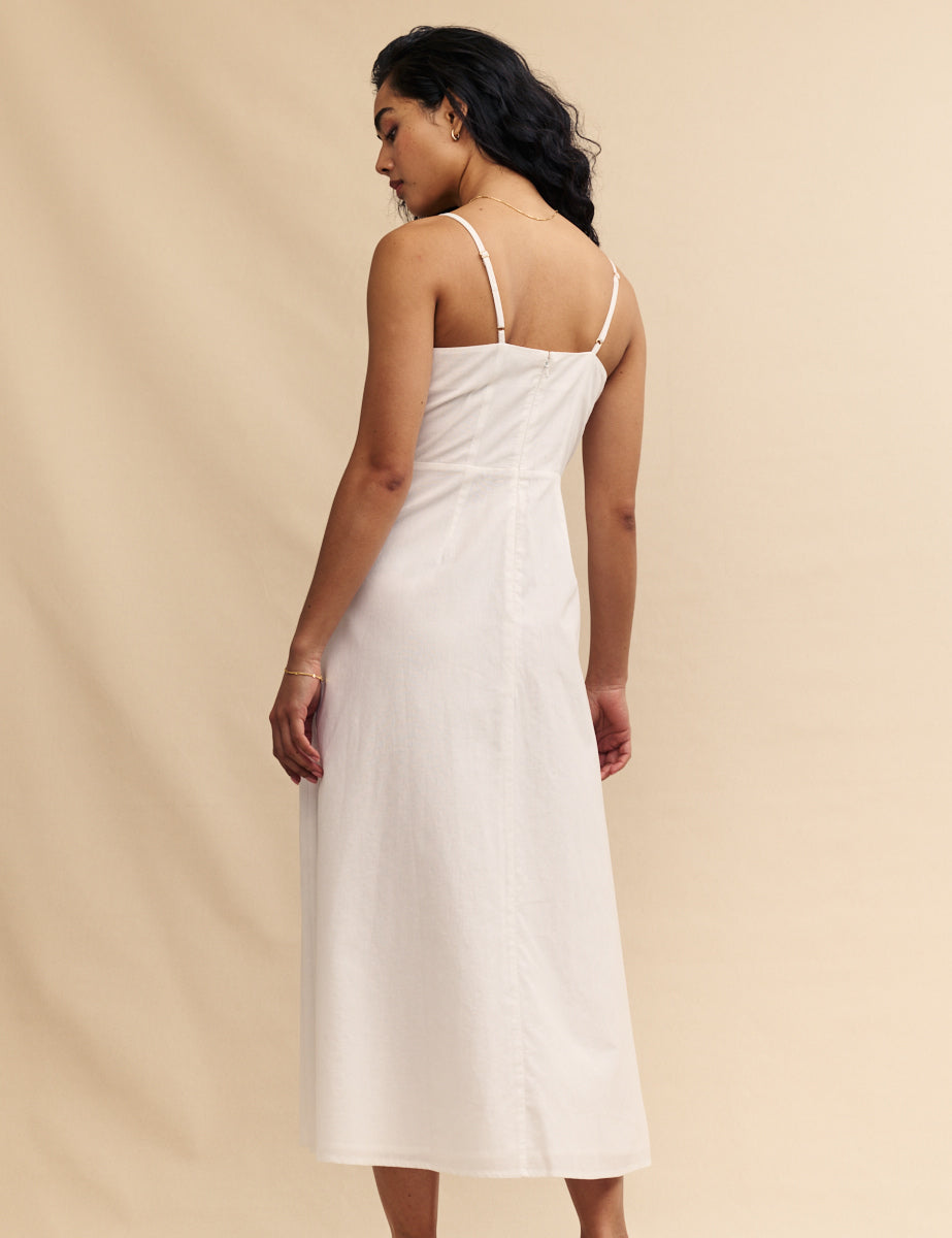 White Embroidered Detail Pippin Midi Dress