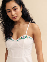 White Embroidered Detail Pippin Midi Dress