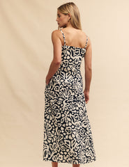 Monochrome Graphic Floral Theodora Midaxi Dress