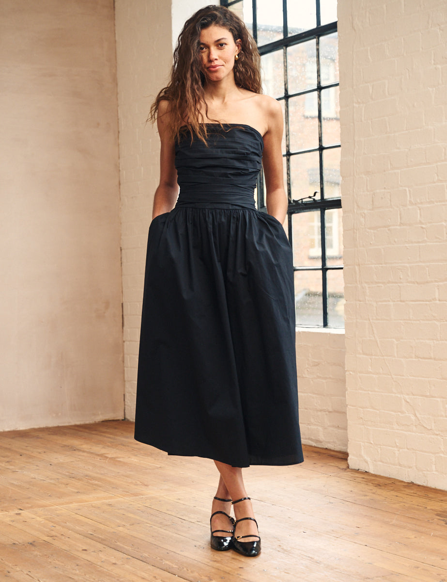 Black Bandeau Felicity Midi Dress