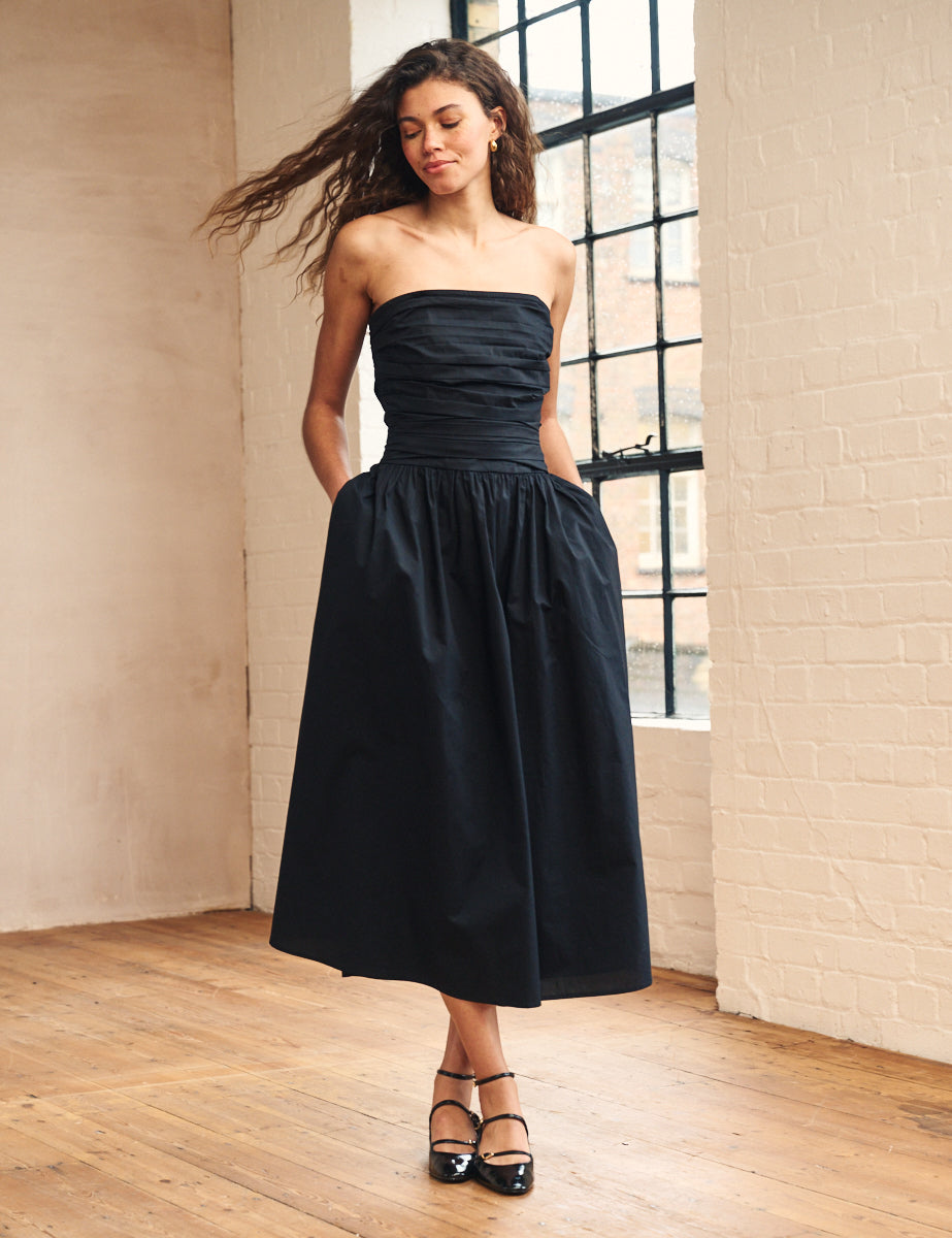 Black Bandeau Felicity Midi Dress