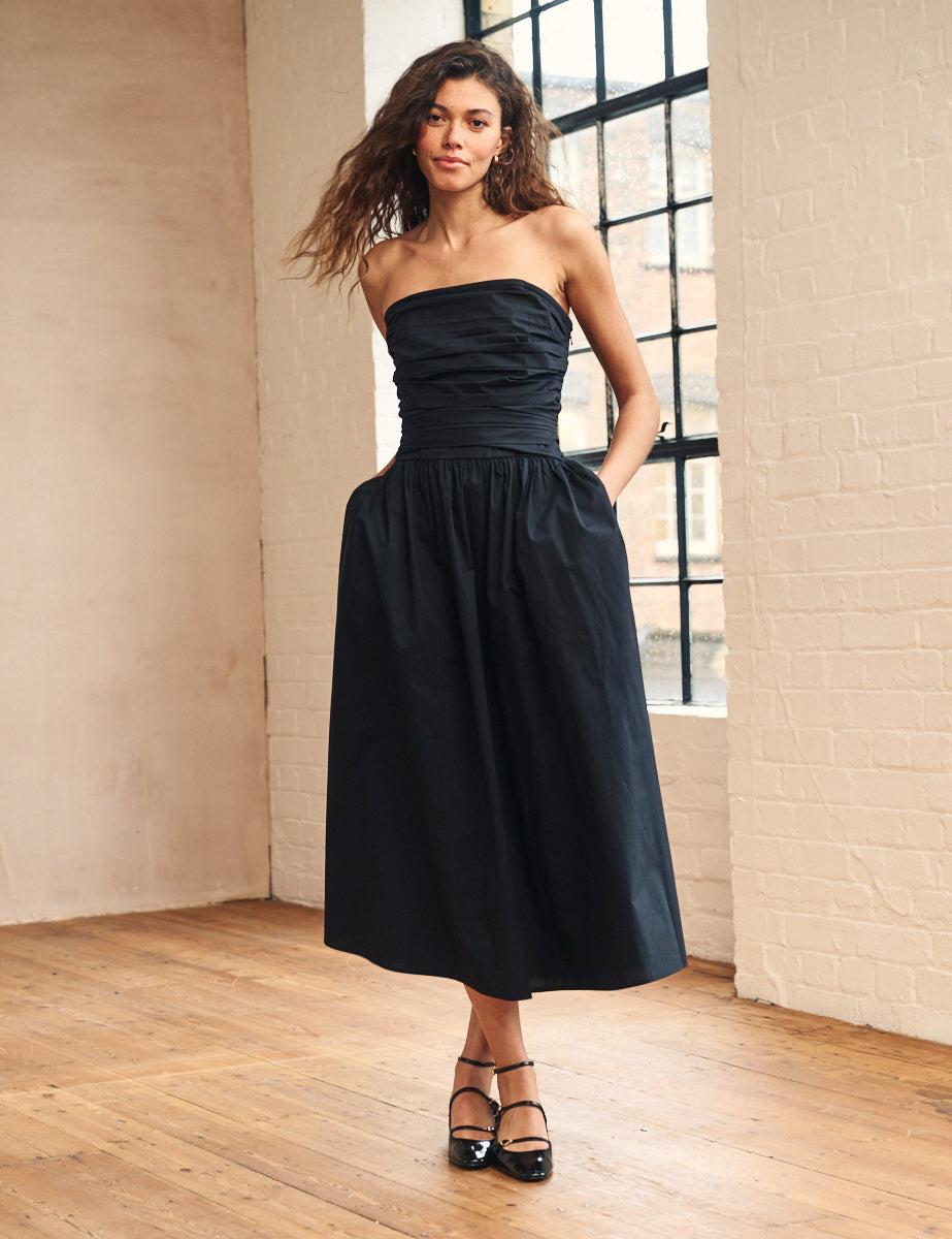 Black Bandeau Felicity Midi Dress