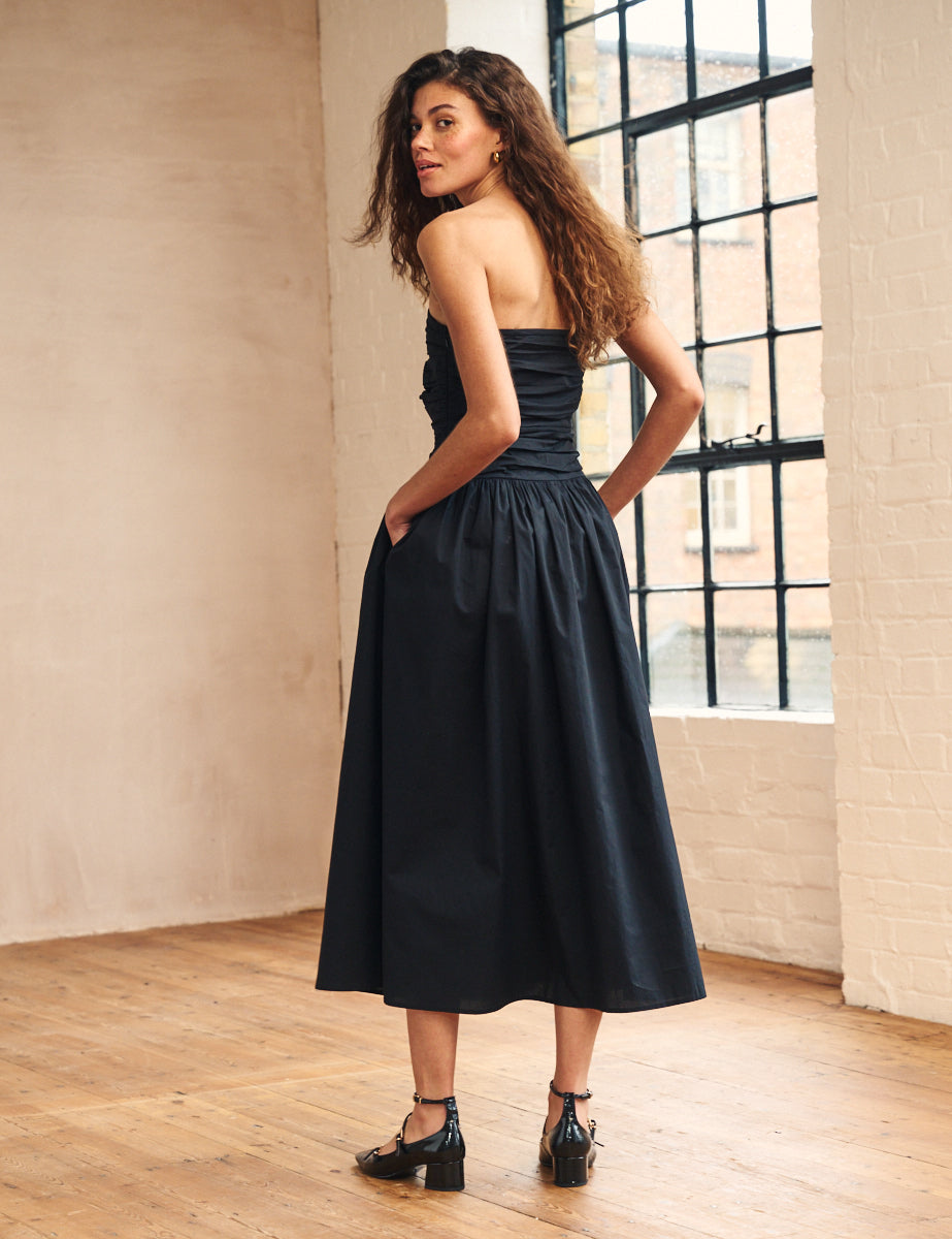 Black Bandeau Felicity Midi Dress