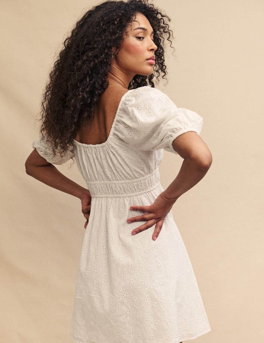 White Broderie Anglaise Evelyn Mini Dress
