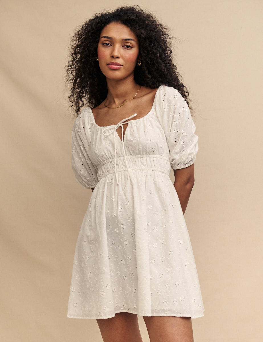 White Broderie Anglaise Evelyn Mini Dress