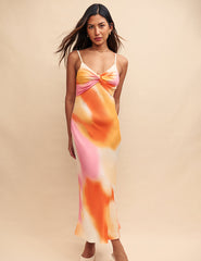 Multi Tie Dye Satin Ida Midi Dress