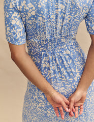 Blue Printed Alexa Midi Dress