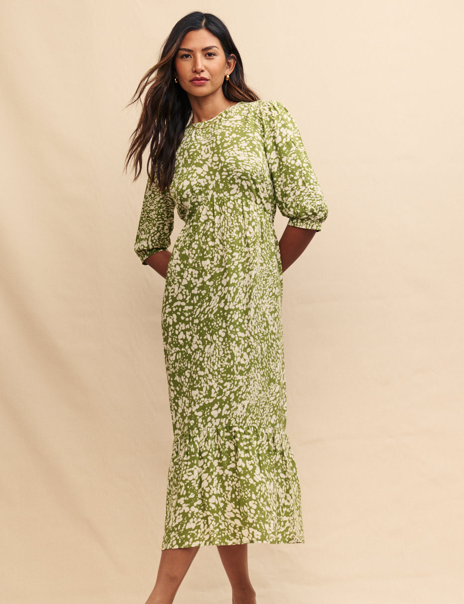 Green Printed Rachel Midi Dress