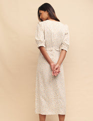 White Ditsy Floral Felica Midi Dress