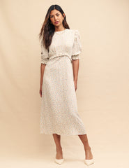 White Ditsy Floral Felica Midi Dress
