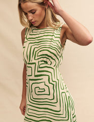 Cream Abstract Devi Midi Dress