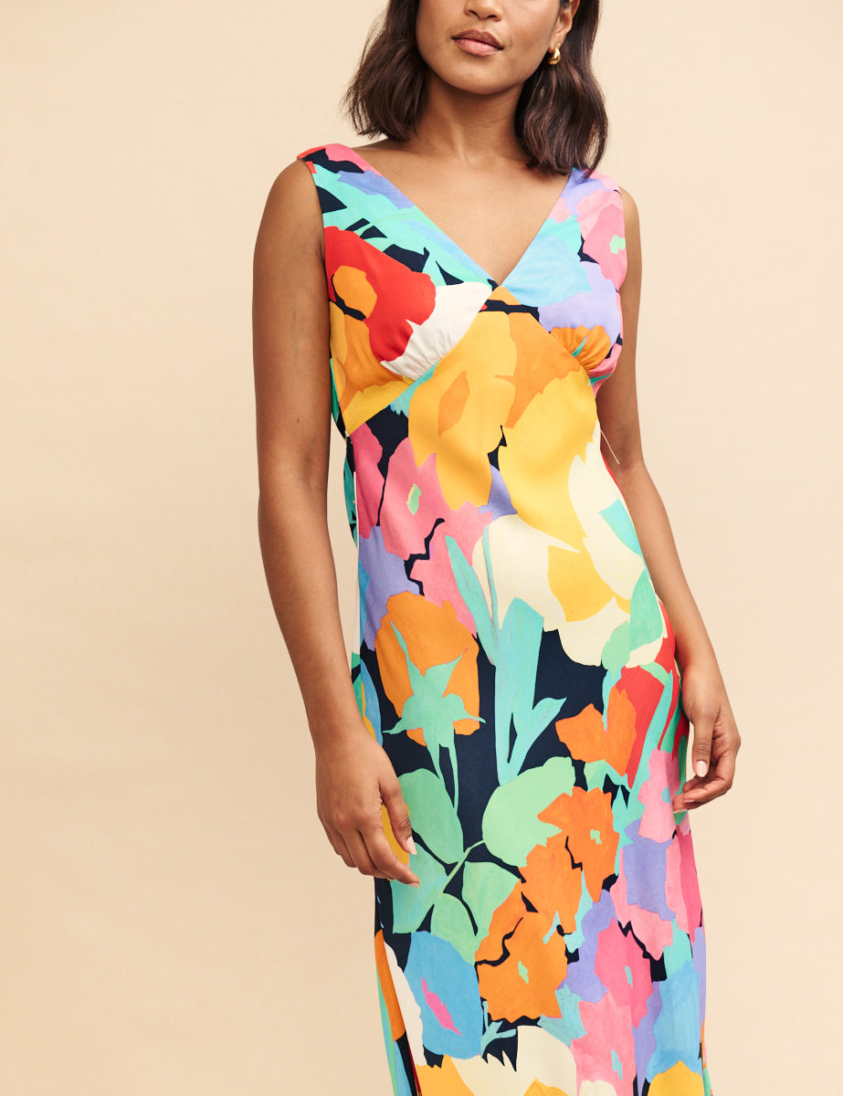 Fearne Cotton Multi Flower Printed Helena Midi Dress