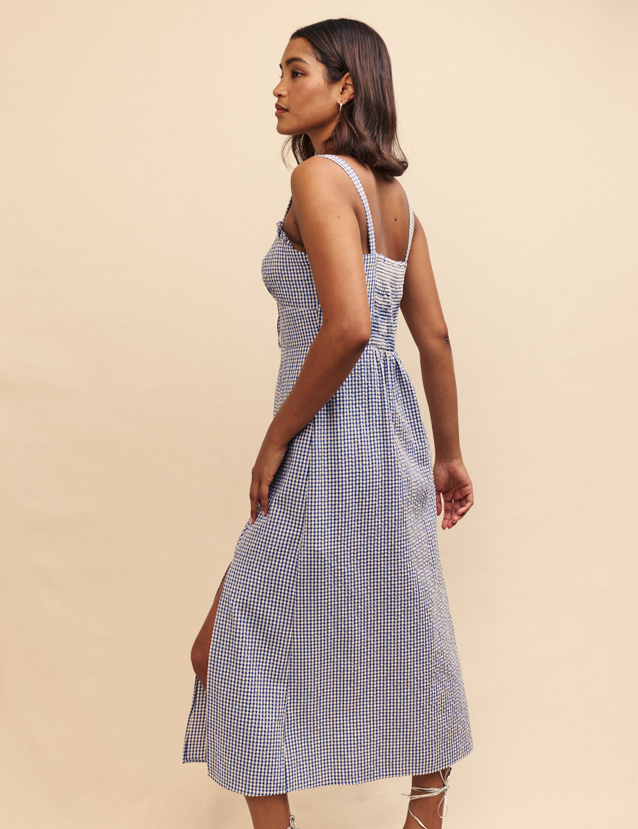 Blue Gingham Lucia Midi Dress