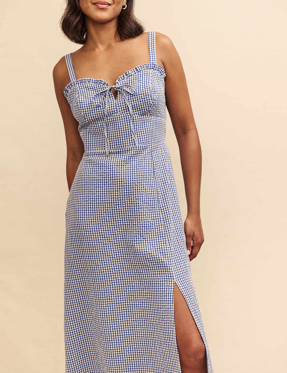 Blue Gingham Lucia Midi Dress