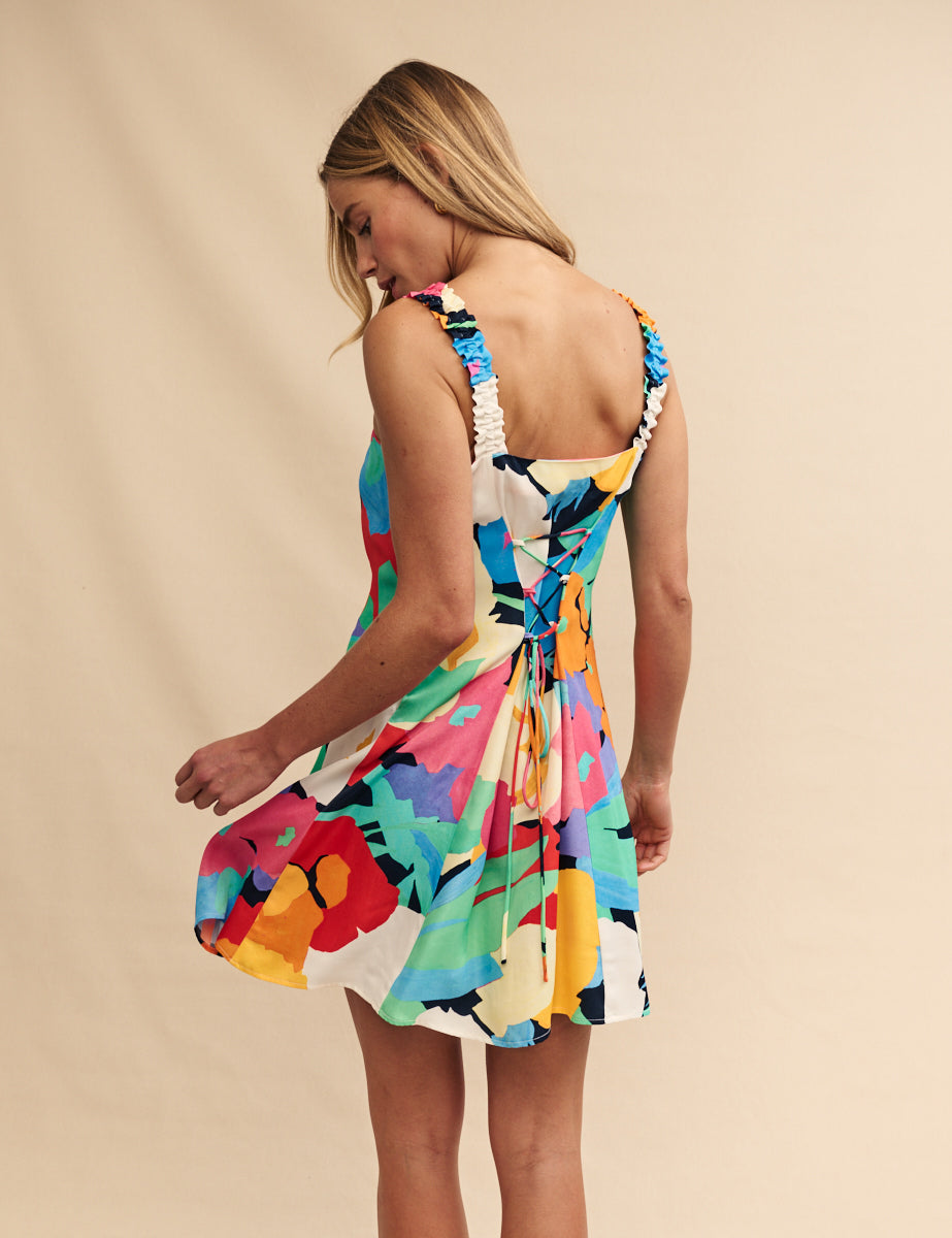 Fearne Cotton Multi Flower Printed Kitty Mini Dress