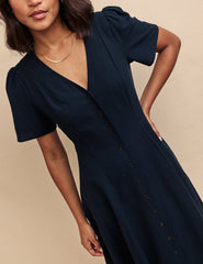 Black Button Down Ellen Midi Dress