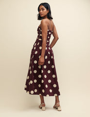 Brown Spot Print Bandeau Felicity Midi Dress