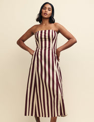 Brown Stripe Bandeau Theodora Midaxi Dress