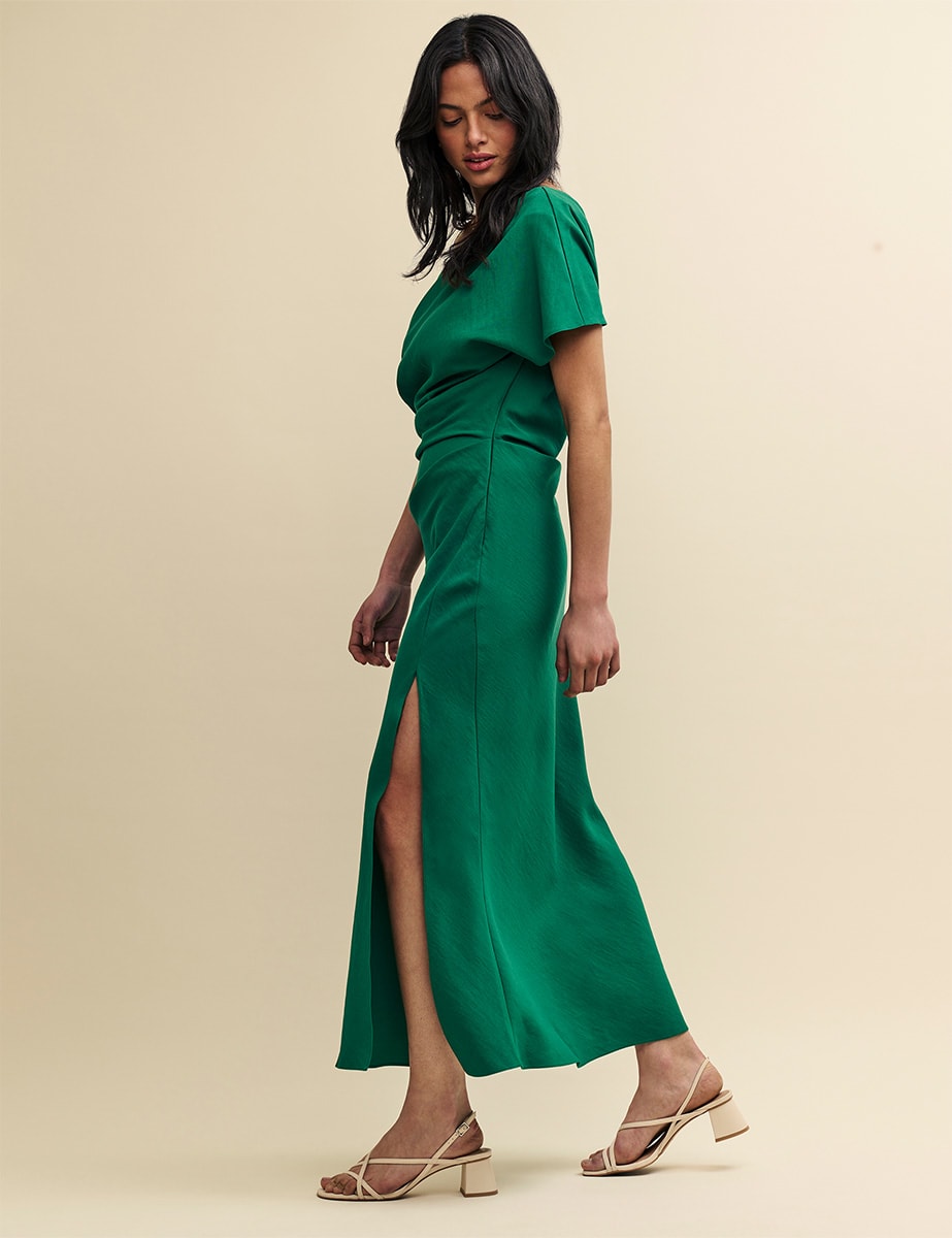 Green One Shoulder Katty Maxi Dress