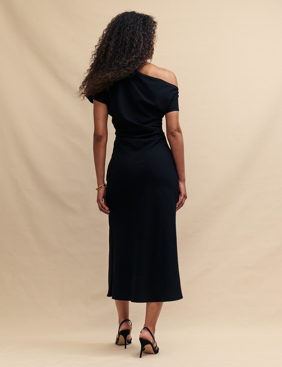 Black One Shoulder Katty Maxi Dress