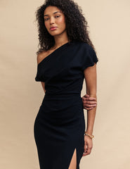 Black One Shoulder Katty Maxi Dress