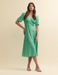 Green Floral Alexa Midi Tea Dress