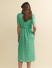 Green Floral Alexa Midi Tea Dress