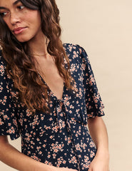 Black Floral Dalia Midi Dress