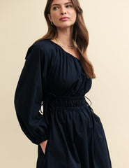 Black One Shoulder Saffy Midi Dress