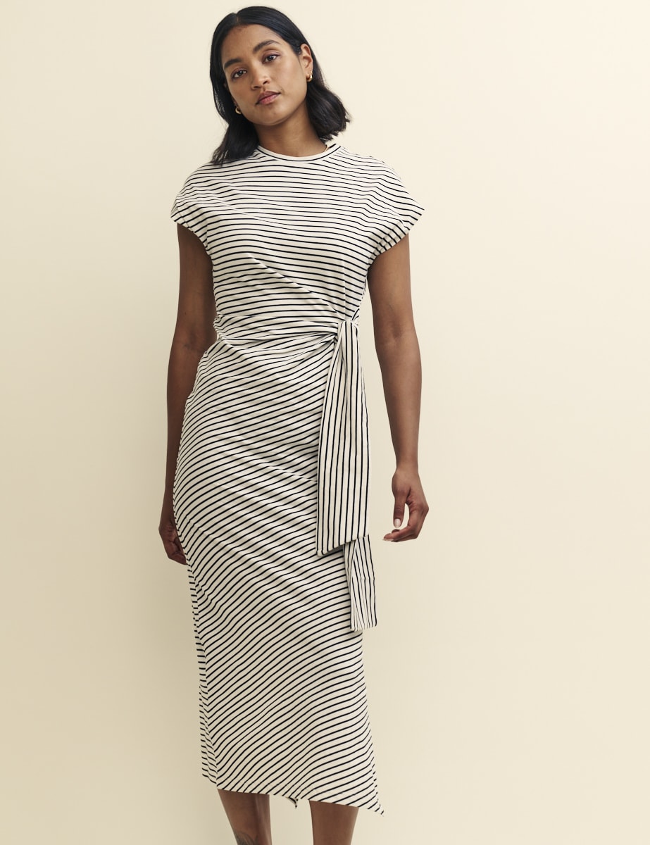 Cream Stripe Jersey Dakota Midi Dress