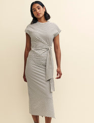 Cream Stripe Jersey Dakota Midi Dress